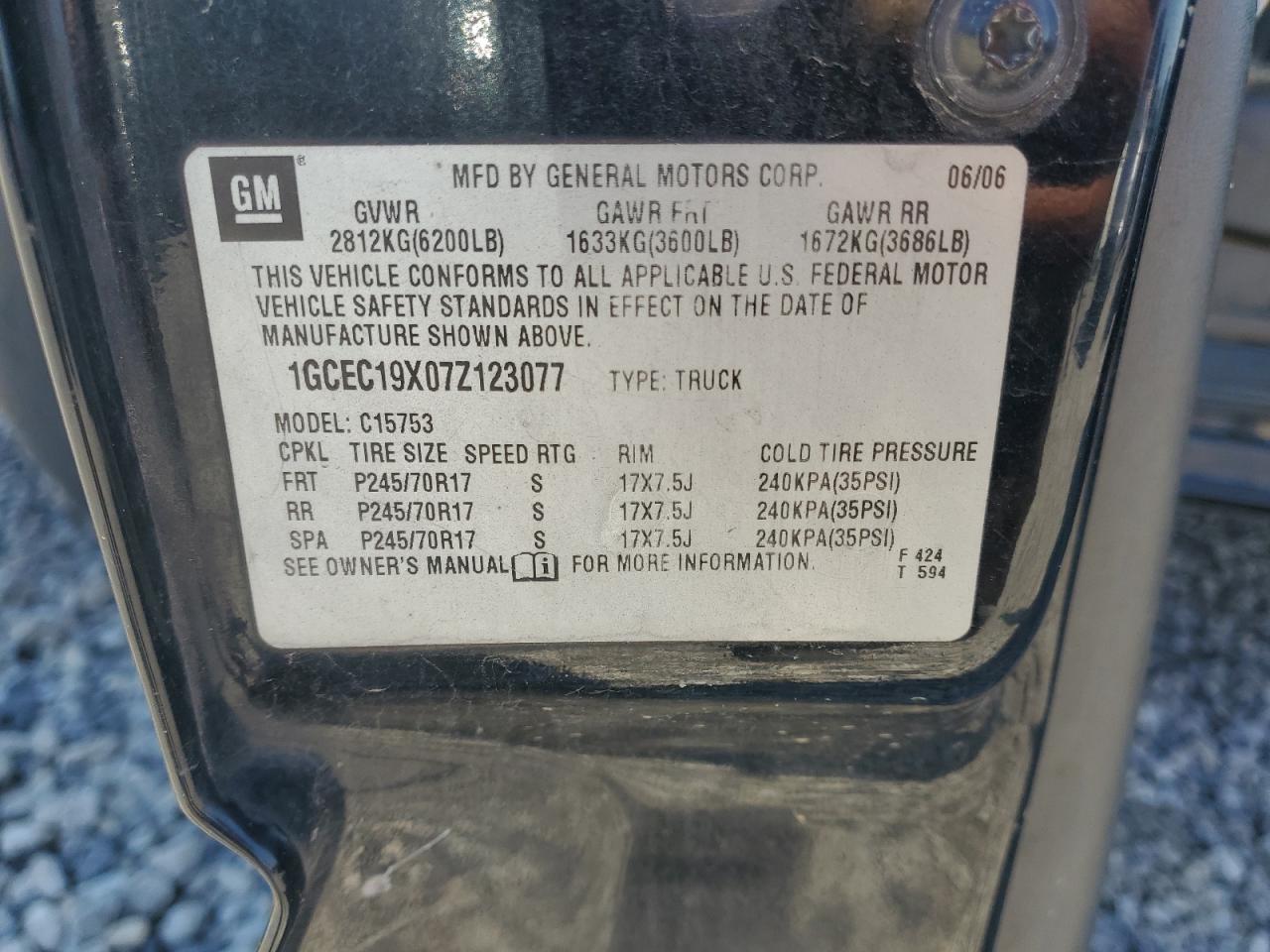 2007 Chevrolet Silverado C1500 Classic VIN: 1GCEC19X07Z123077 Lot: 85562425