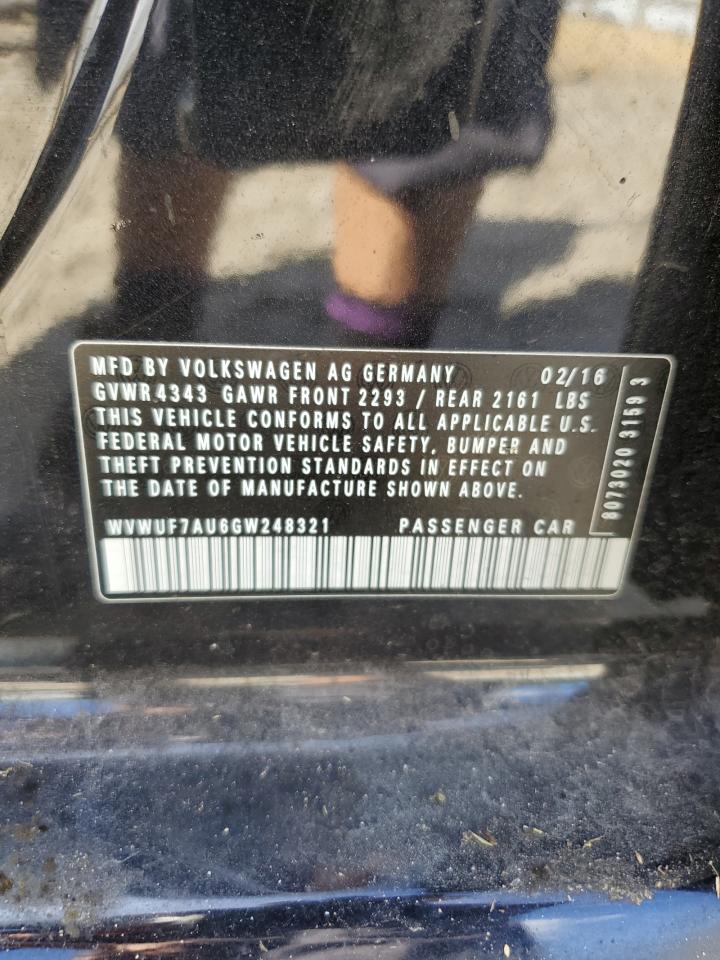 2016 Volkswagen Golf R VIN: WVWUF7AU6GW248321 Lot: 81906525