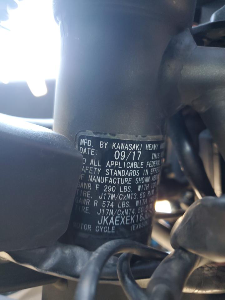 2018 Kawasaki Ex650 F VIN: JKAEXEK16JDA12519 Lot: 82605365
