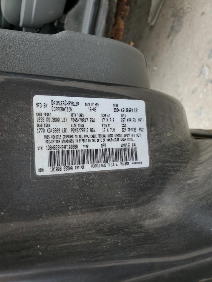 2004 Dodge Durango St VIN: 1D8HB38N34F109880 Lot: 82390225