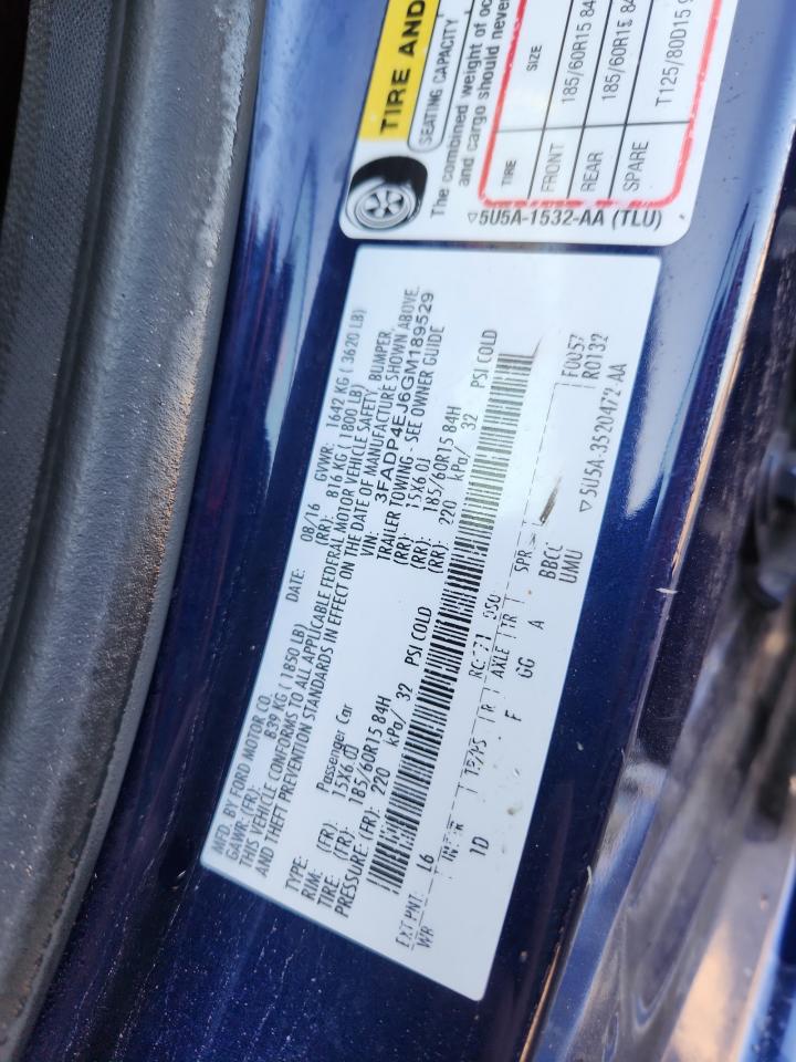 2016 Ford Fiesta Se VIN: 3FADP4EJ6GM189529 Lot: 85532405