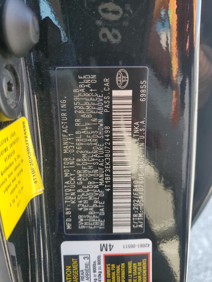 2011 Toyota Camry Base VIN: 4T1BF3EK3BU724498 Lot: 85299955