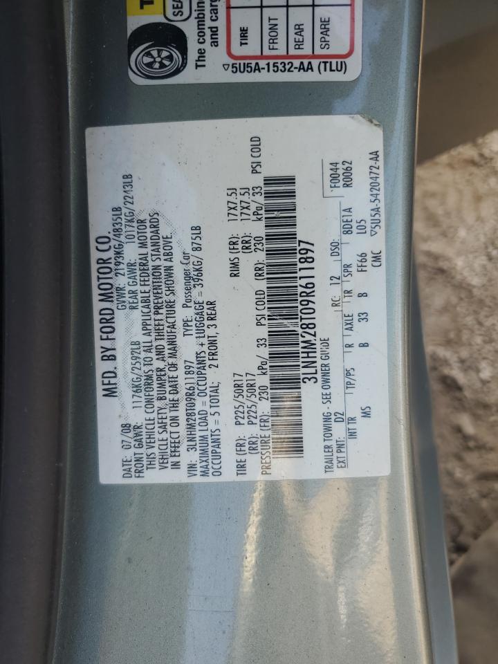 2009 Lincoln Mkz VIN: 3LNHM28T09R611897 Lot: 82235005