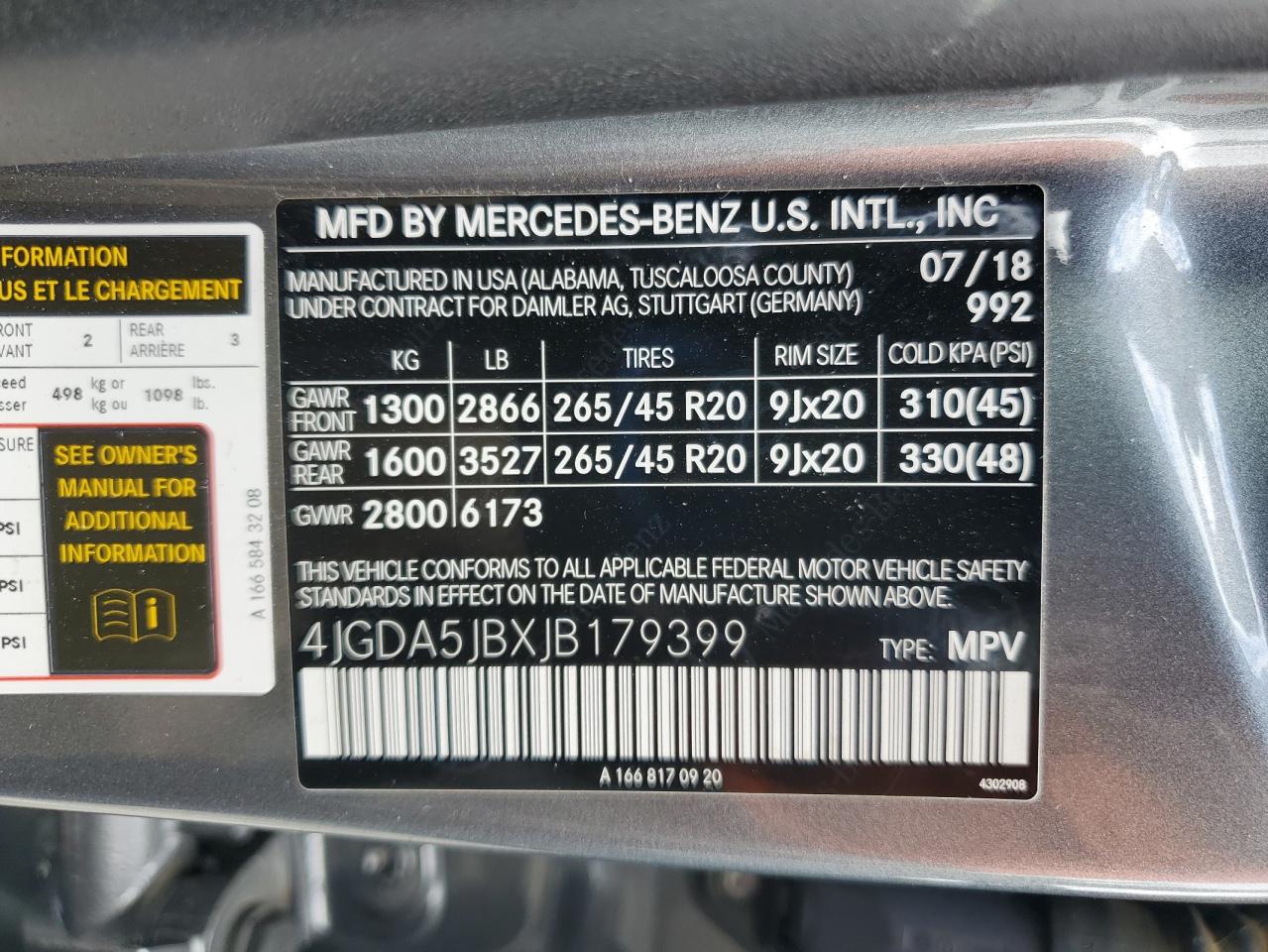 2018 Mercedes-Benz Gle 350 VIN: 4JGDA5JBXJB179399 Lot: 82346315