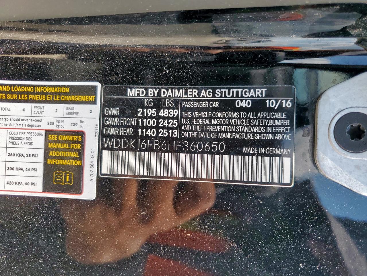 2017 Mercedes-Benz E 400 VIN: WDDKJ6FB6HF360650 Lot: 84915105