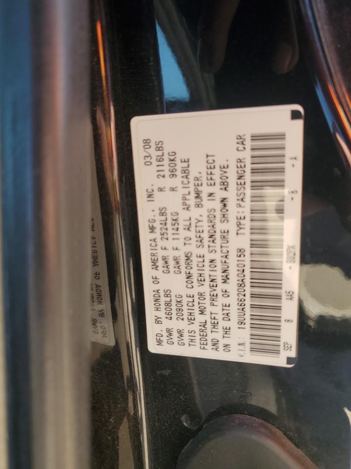 2008 Acura Tl VIN: 19UUA66208A040158 Lot: 90503735