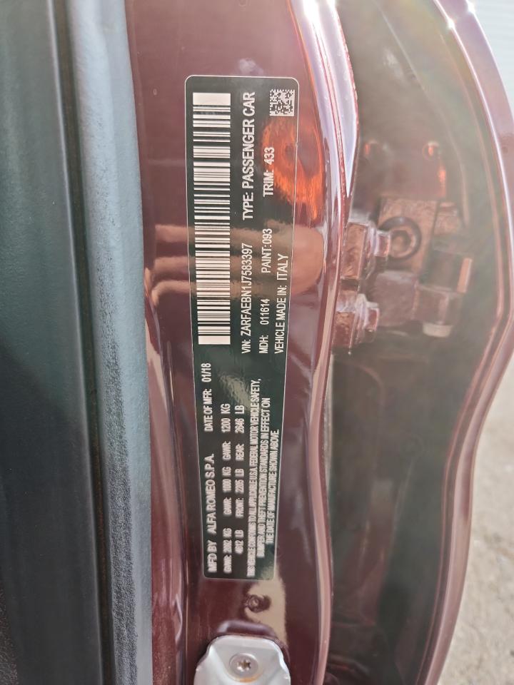 2018 Alfa Romeo Giulia VIN: ZARFAEBN1J7583397 Lot: 84582285