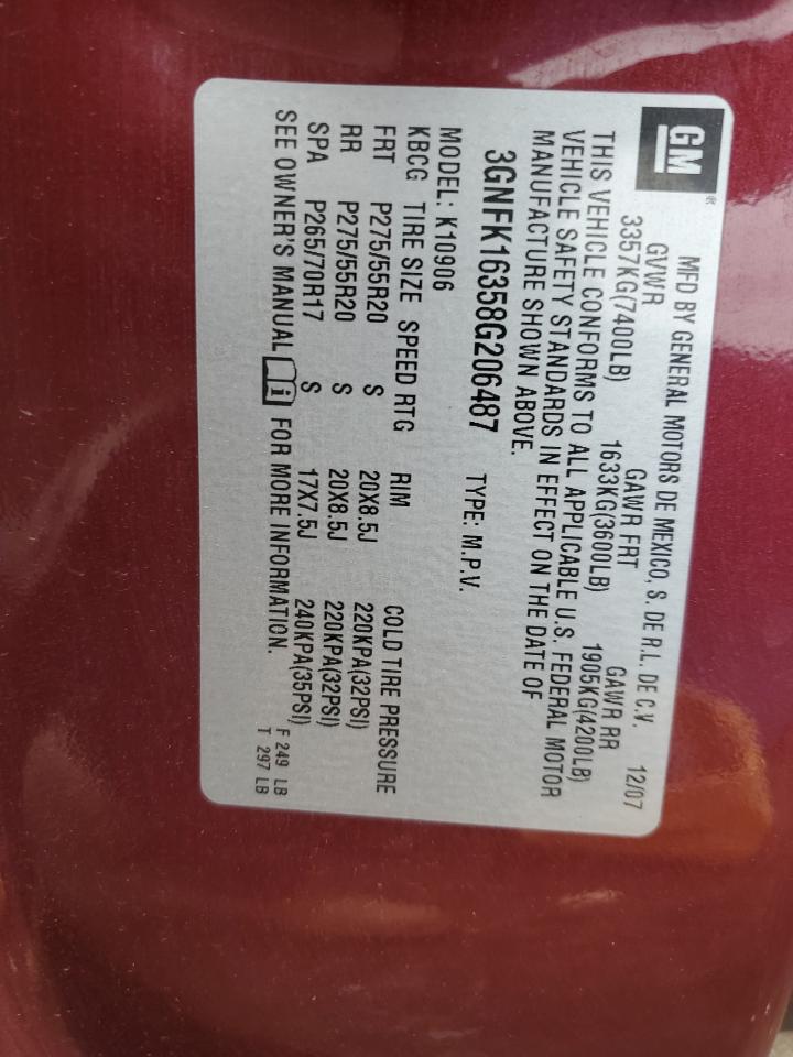 2008 Chevrolet Suburban K1500 Ls VIN: 3GNFK16358G206487 Lot: 85500955