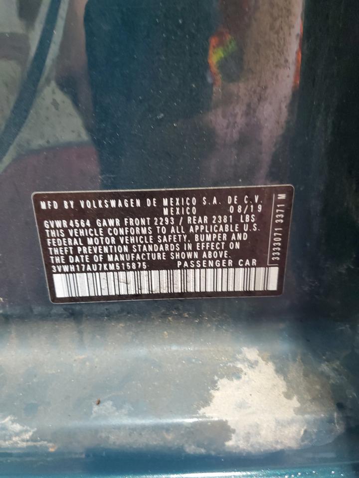 2019 Volkswagen Golf Alltrack S VIN: 3VWH17AU7KM515875 Lot: 85490095