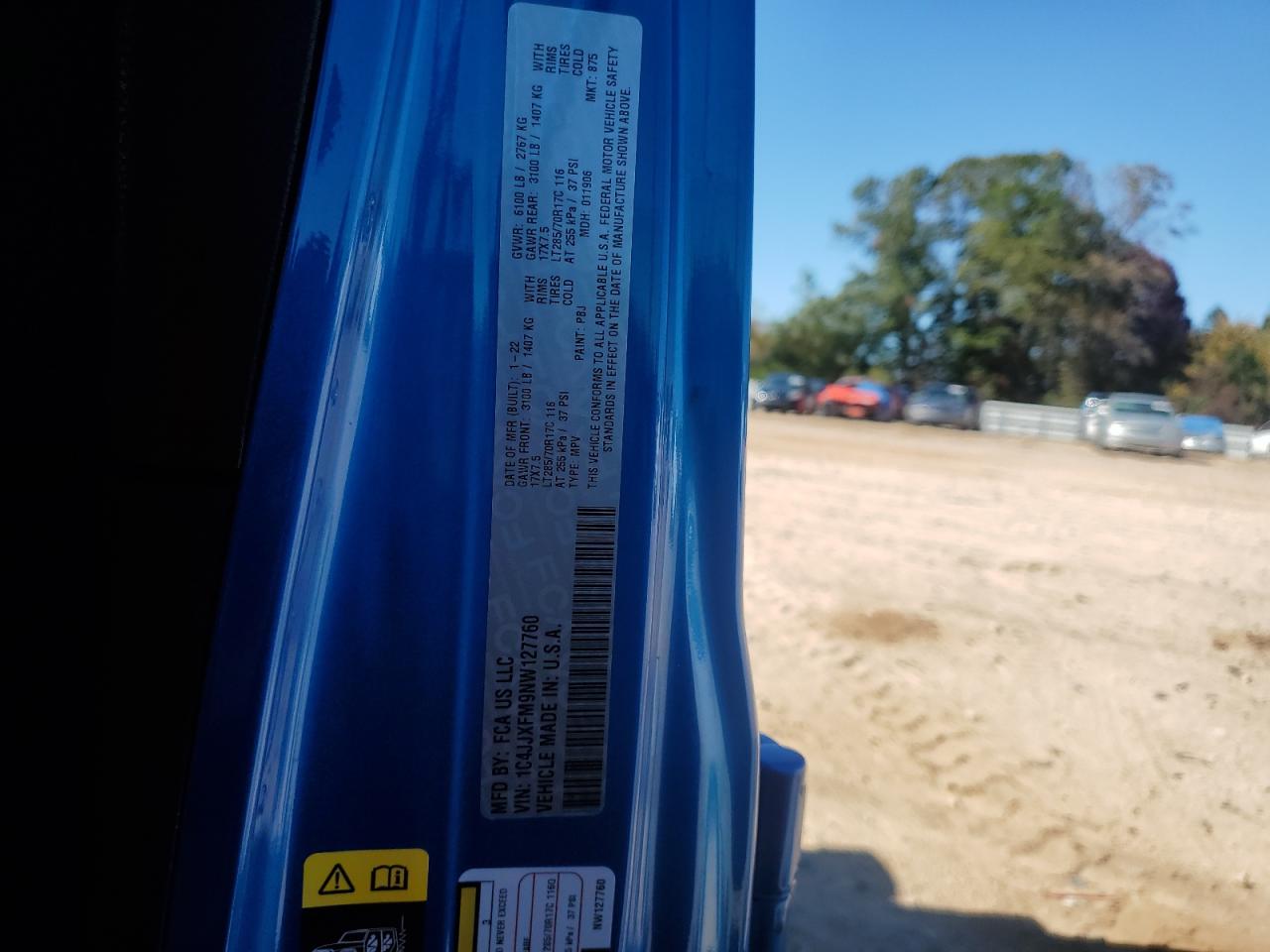 2022 Jeep Wrangler Unlimited Rubicon VIN: 1C4JJXFM9NW127760 Lot: 89456015