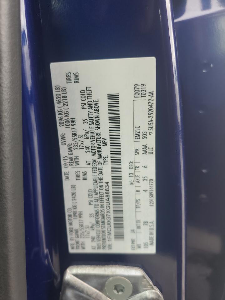 2016 Ford Escape Se VIN: 1FMCU0G7XGUA88834 Lot: 85720725