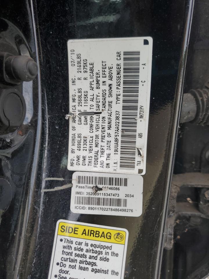 2010 Acura Tl VIN: 19UUA8F57AA023837 Lot: 84876305