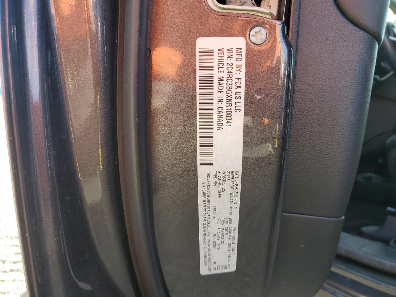 2022 Chrysler Pacifica Touring L VIN: 2C4RC3BGXNR100341 Lot: 81922025