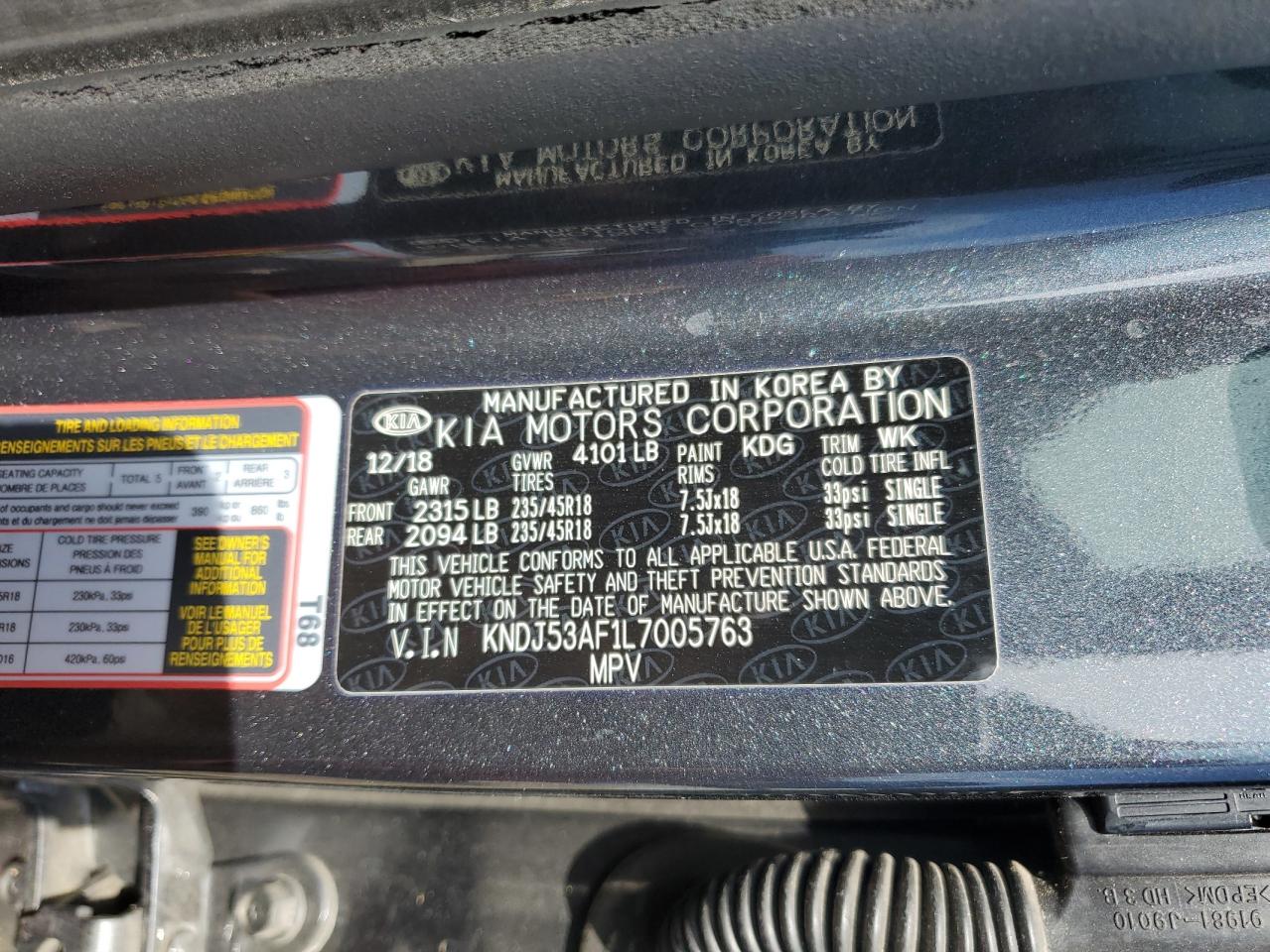 2020 Kia Soul Gt-Line Turbo VIN: KNDJ53AF1L7005763 Lot: 85845385