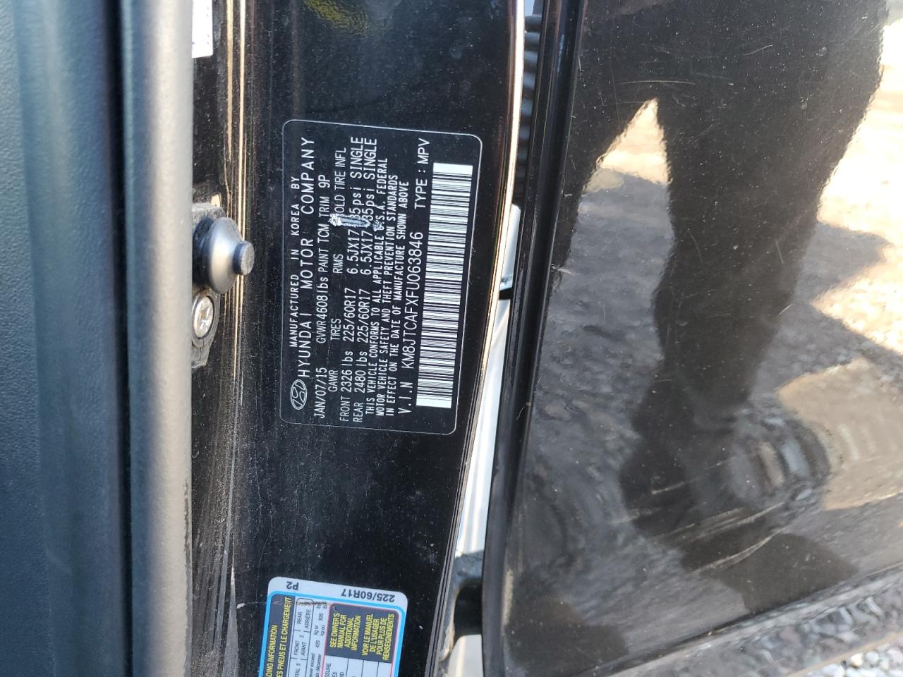 2015 Hyundai Tucson Gls VIN: KM8JTCAFXFU063846 Lot: 85794105