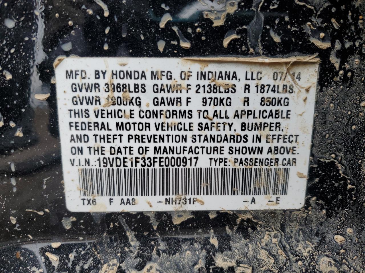 2015 Acura Ilx 20 VIN: 19VDE1F33FE000917 Lot: 85763275