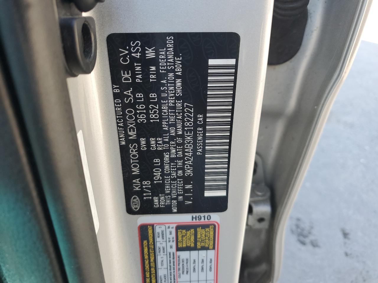 2019 Kia Rio S VIN: 3KPA24AB3KE182227 Lot: 84995325