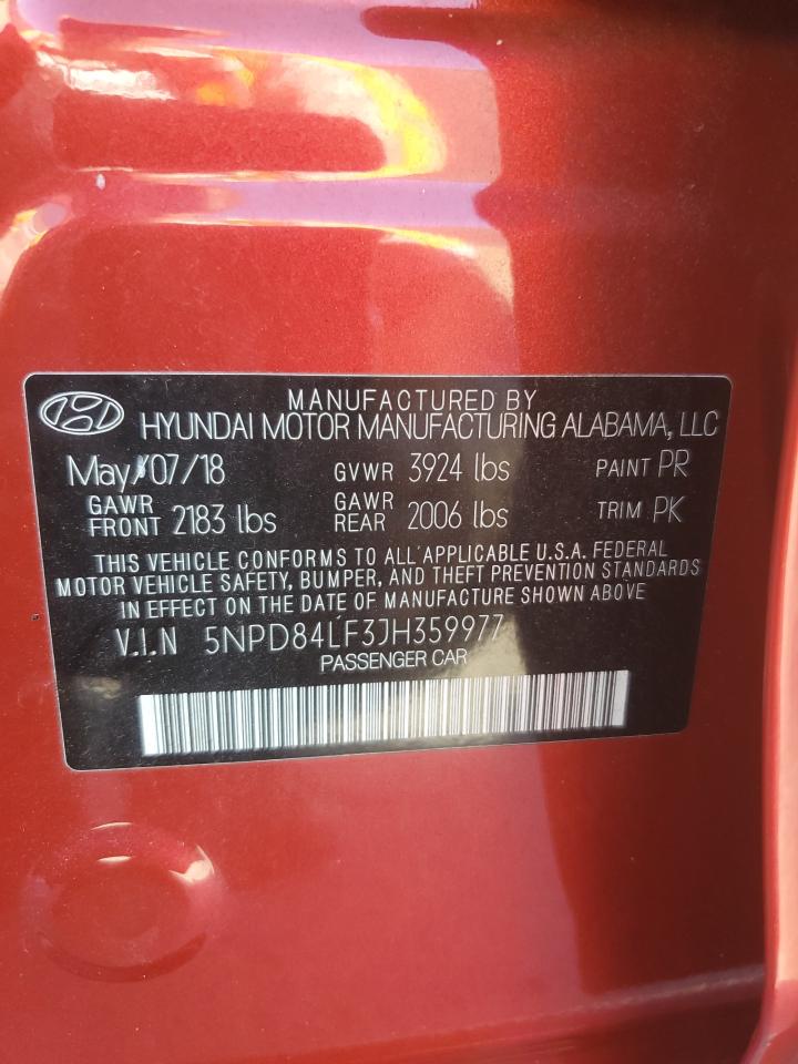 2018 Hyundai Elantra Sel VIN: 5NPD84LF3JH359977 Lot: 86462445