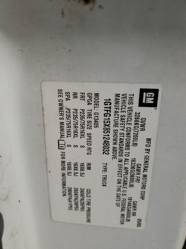 2005 GMC Savana G1500 VIN: 1GTFG15X851248032 Lot: 90257855