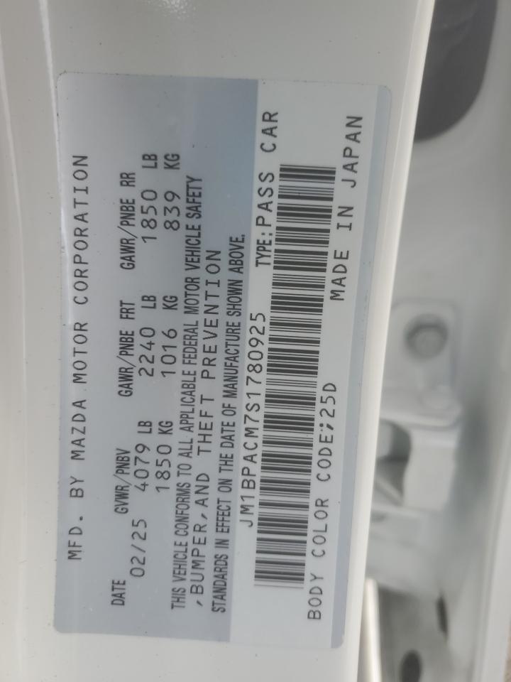 2025 Mazda 3 Preferred VIN: JM1BPACM7S1780925 Lot: 85145335