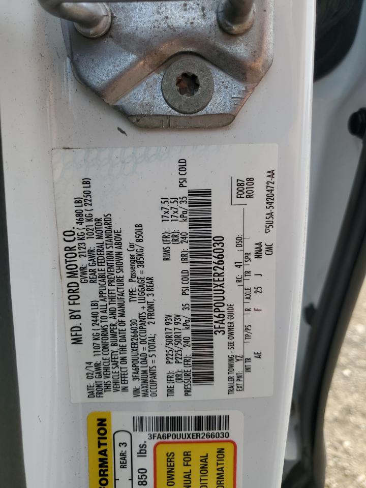 2014 Ford Fusion S Hybrid VIN: 3FA6P0UUXER266030 Lot: 82592985