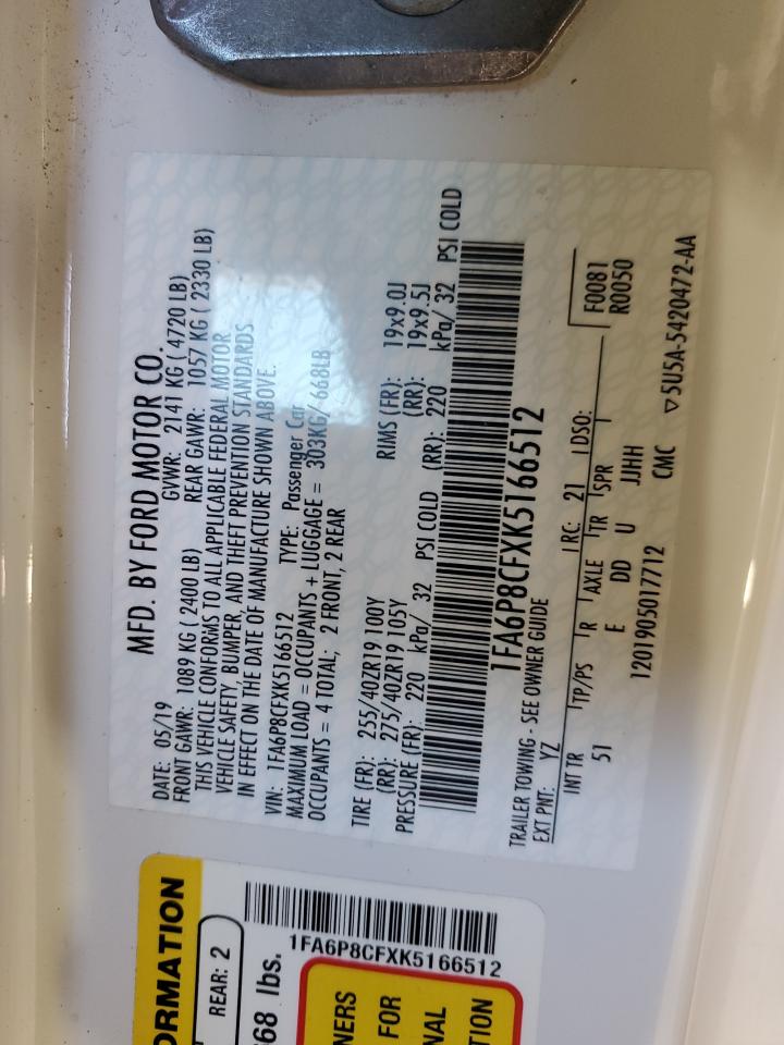 2019 Ford Mustang Gt VIN: 1FA6P8CFXK5166512 Lot: 84479525