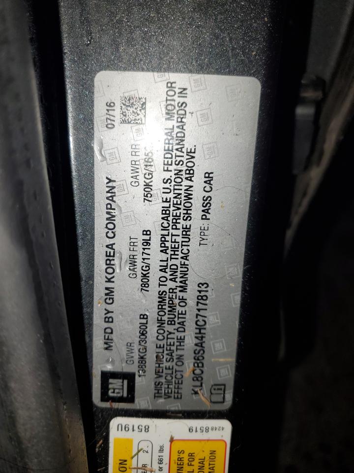 2017 Chevrolet Spark Ls VIN: KL8CB6SA4HC717813 Lot: 89623375