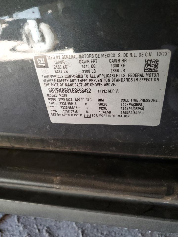 2014 Cadillac Srx Luxury Collection VIN: 3GYFNBE3XES553422 Lot: 85287765