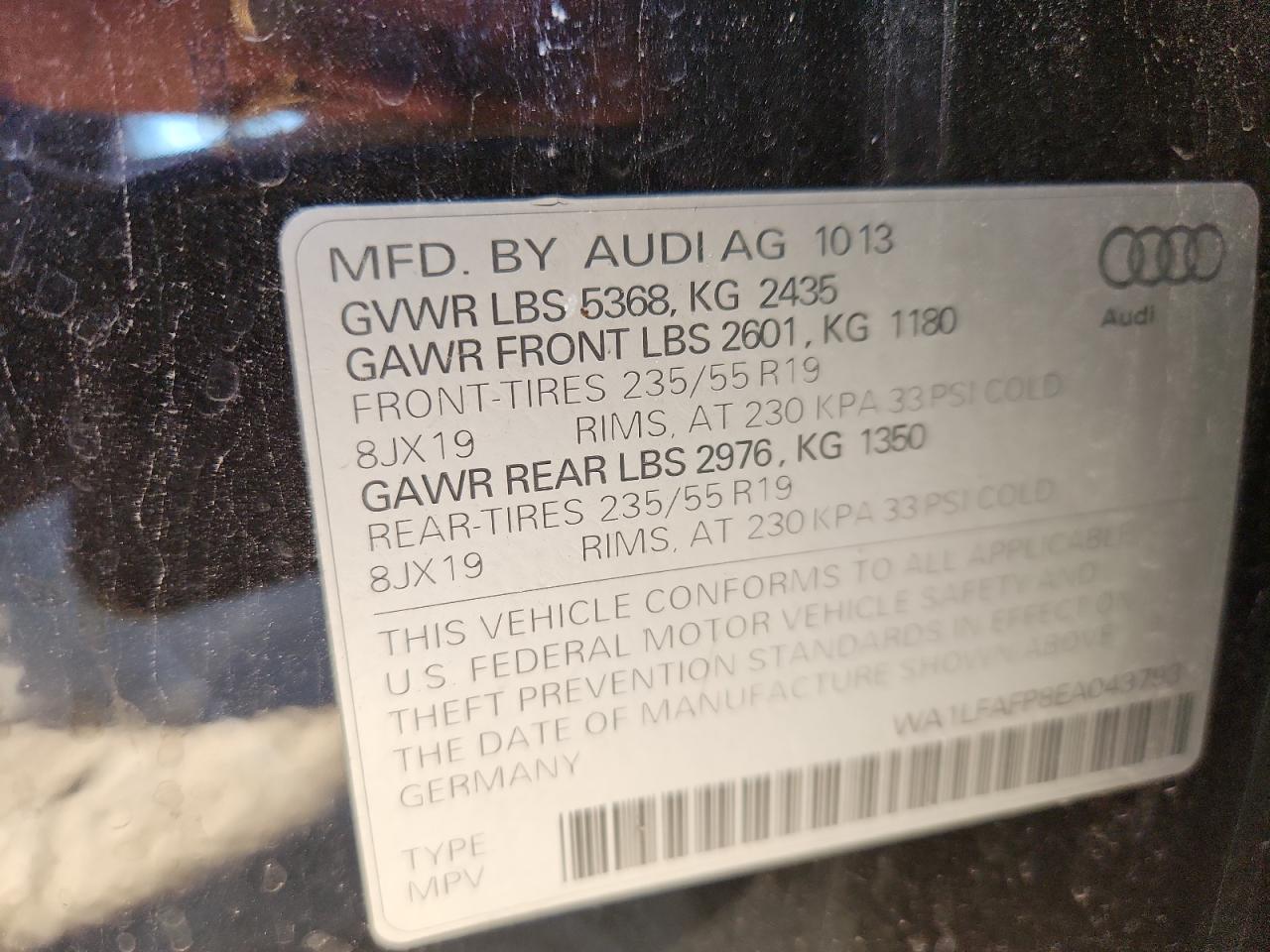 2014 Audi Q5 Premium Plus VIN: WA1LFAFP8EA043793 Lot: 90453155