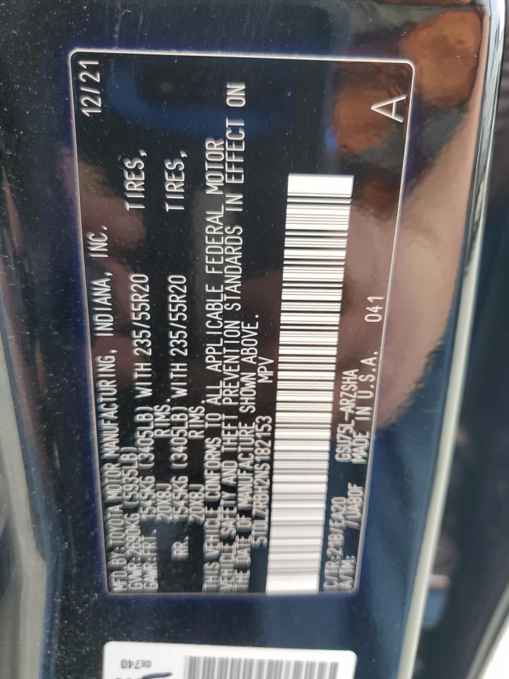 2022 Toyota Highlander Xse VIN: 5TDLZRBH2NS182153 Lot: 84026315