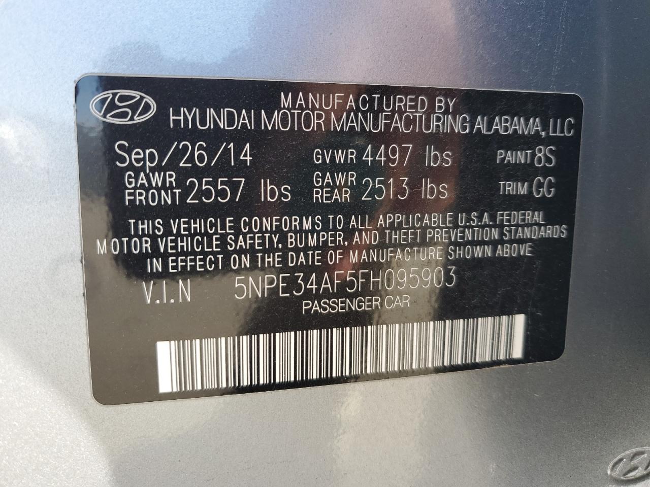 2015 Hyundai Sonata Sport VIN: 5NPE34AF5FH095903 Lot: 81972935