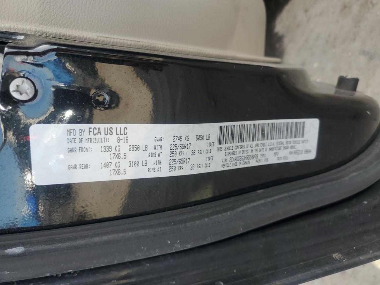 2017 Dodge Grand Caravan Se VIN: 2C4RDGBG3HR550079 Lot: 84897095