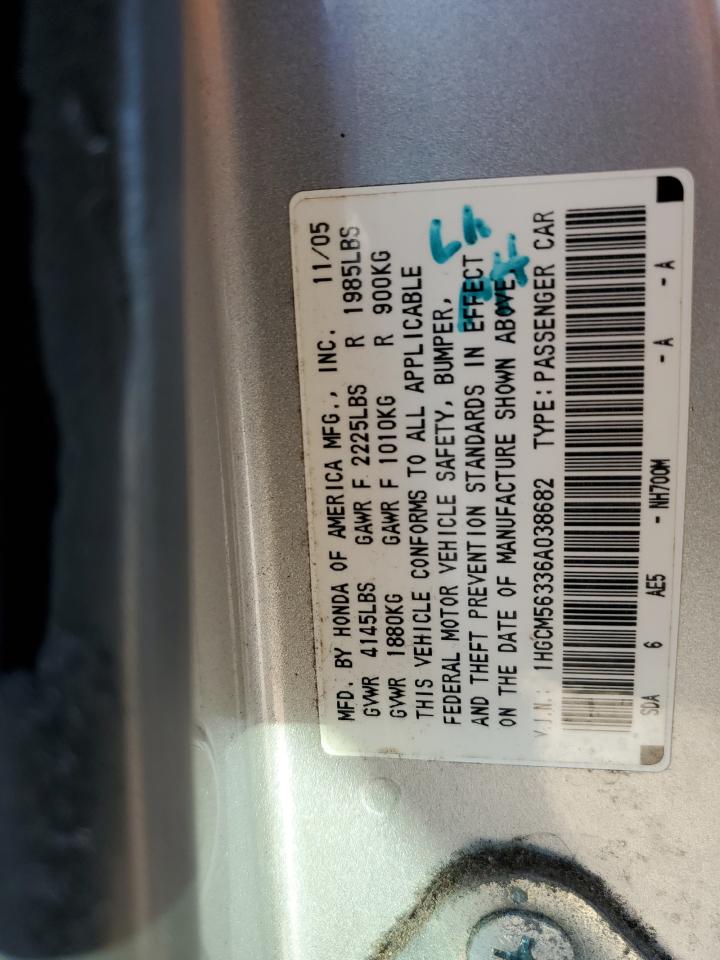 2006 Honda Accord Se VIN: 1HGCM56336A038682 Lot: 82000755