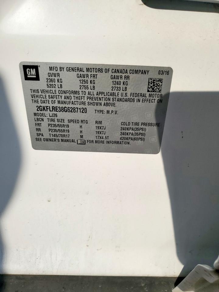 2016 GMC Terrain Denali VIN: 2GKFLRE38G6287120 Lot: 90234035