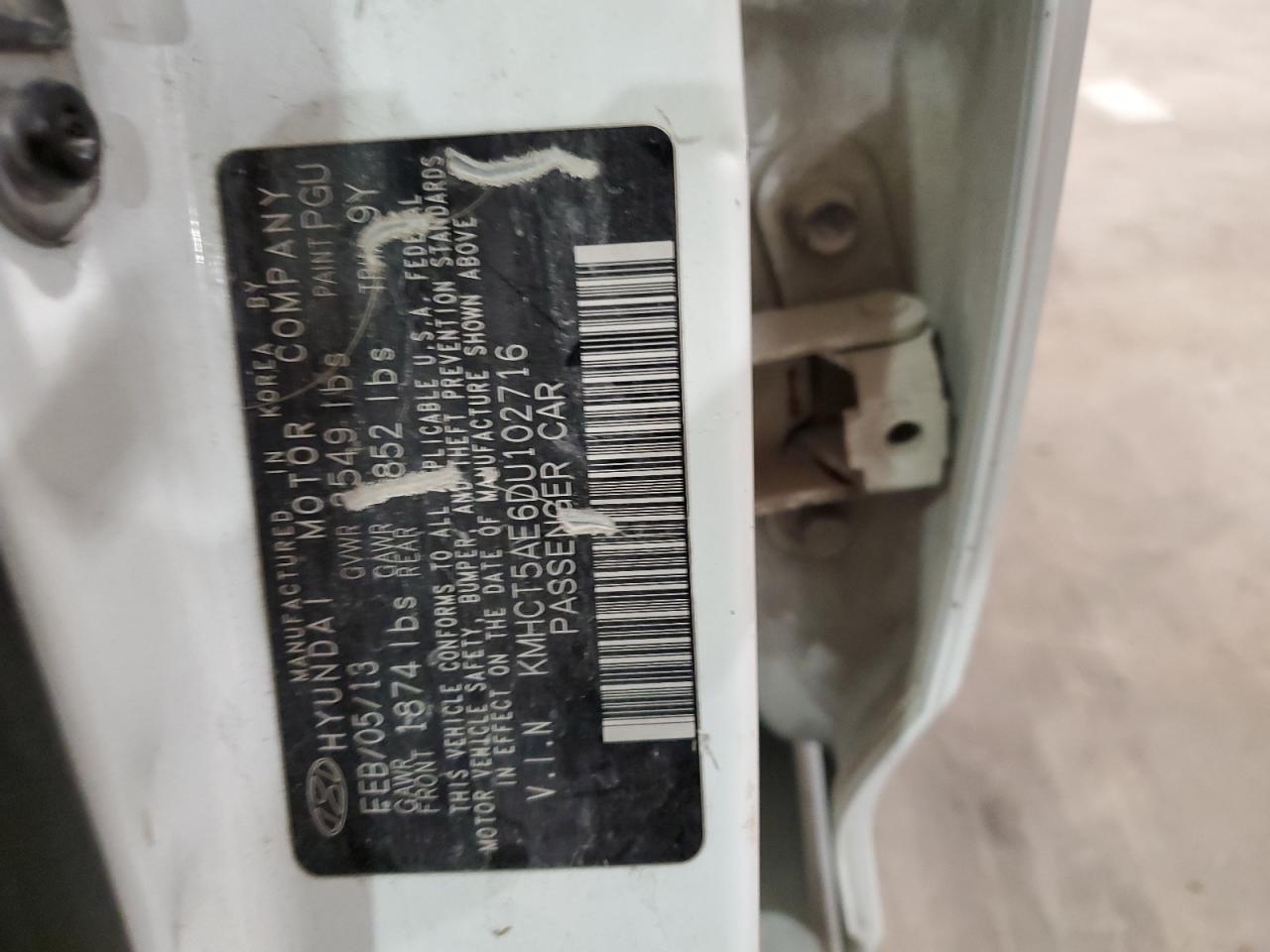 2013 Hyundai Accent Gls VIN: KMHCT5AE6DU102716 Lot: 84627125