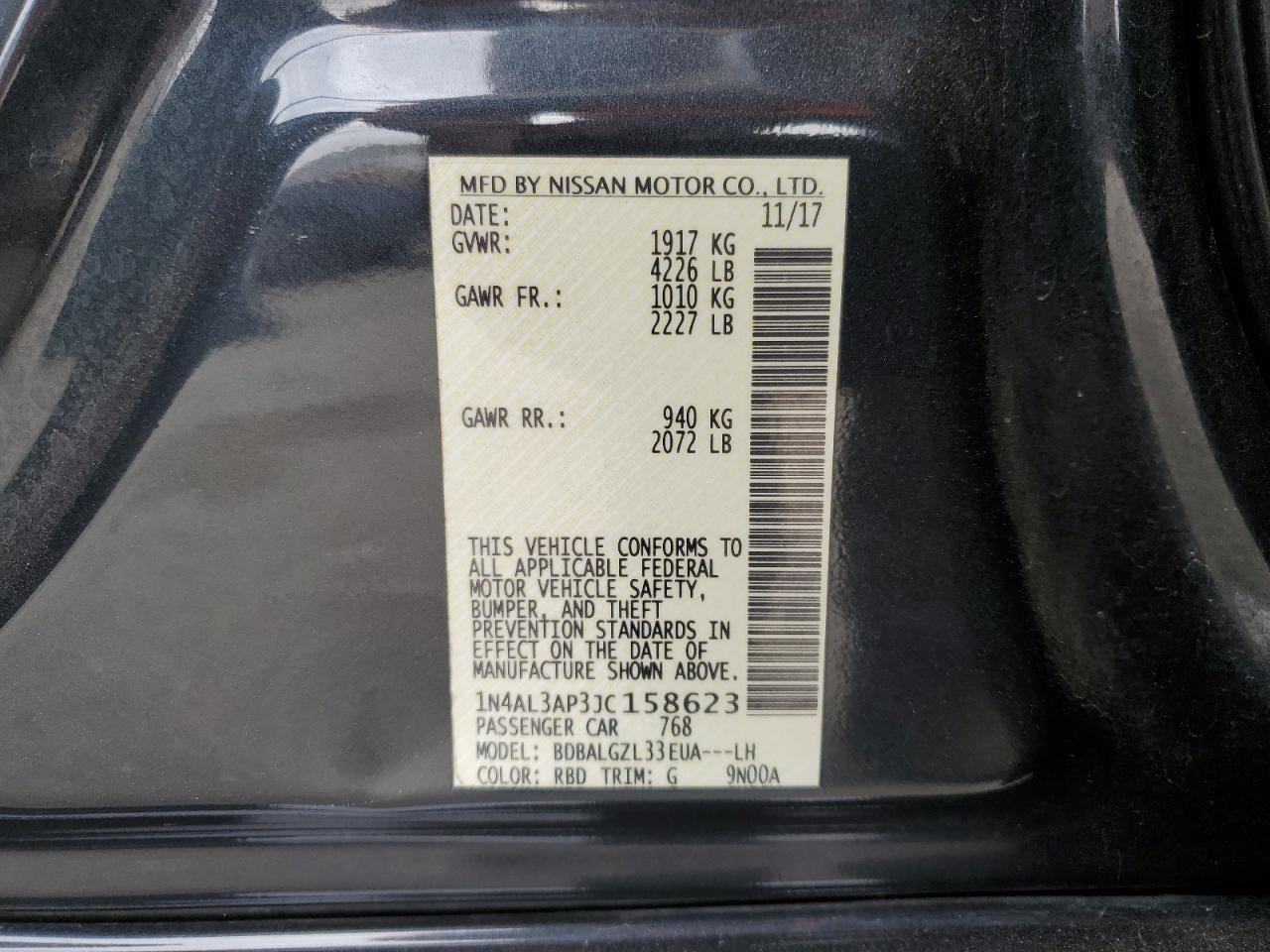 2018 Nissan Altima 2.5 VIN: 1N4AL3AP3JC158623 Lot: 82407095