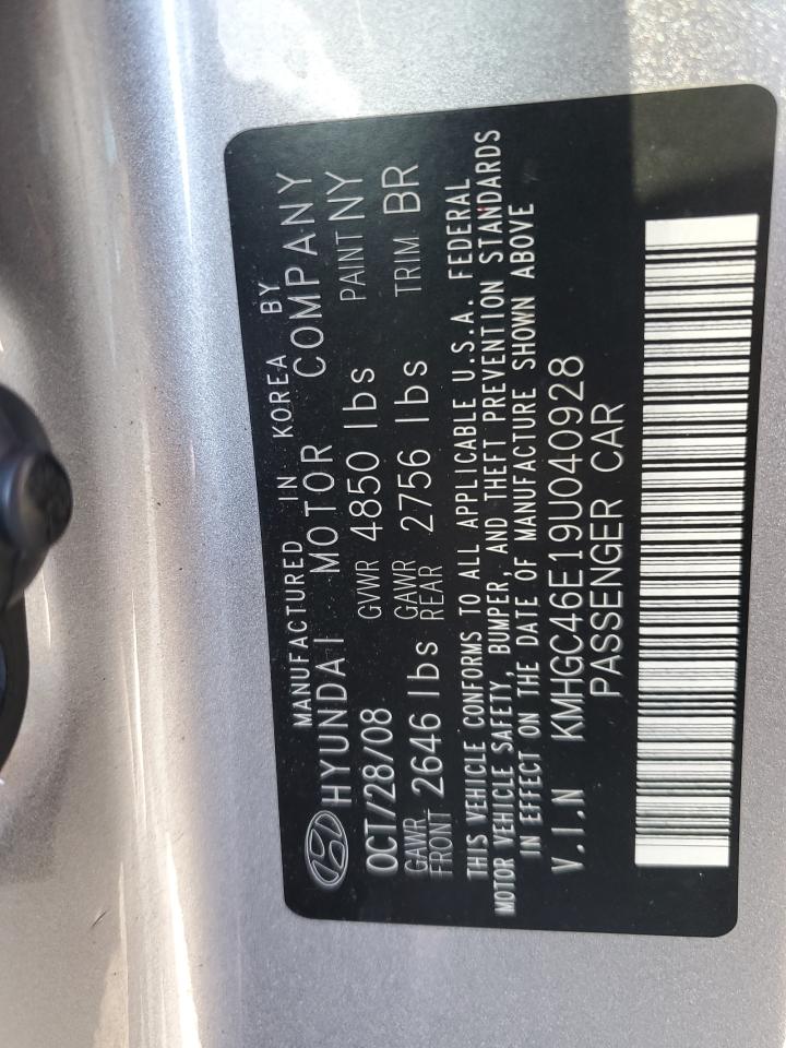 2009 Hyundai Genesis 3.8L VIN: KMHGC46E19U040928 Lot: 82593015