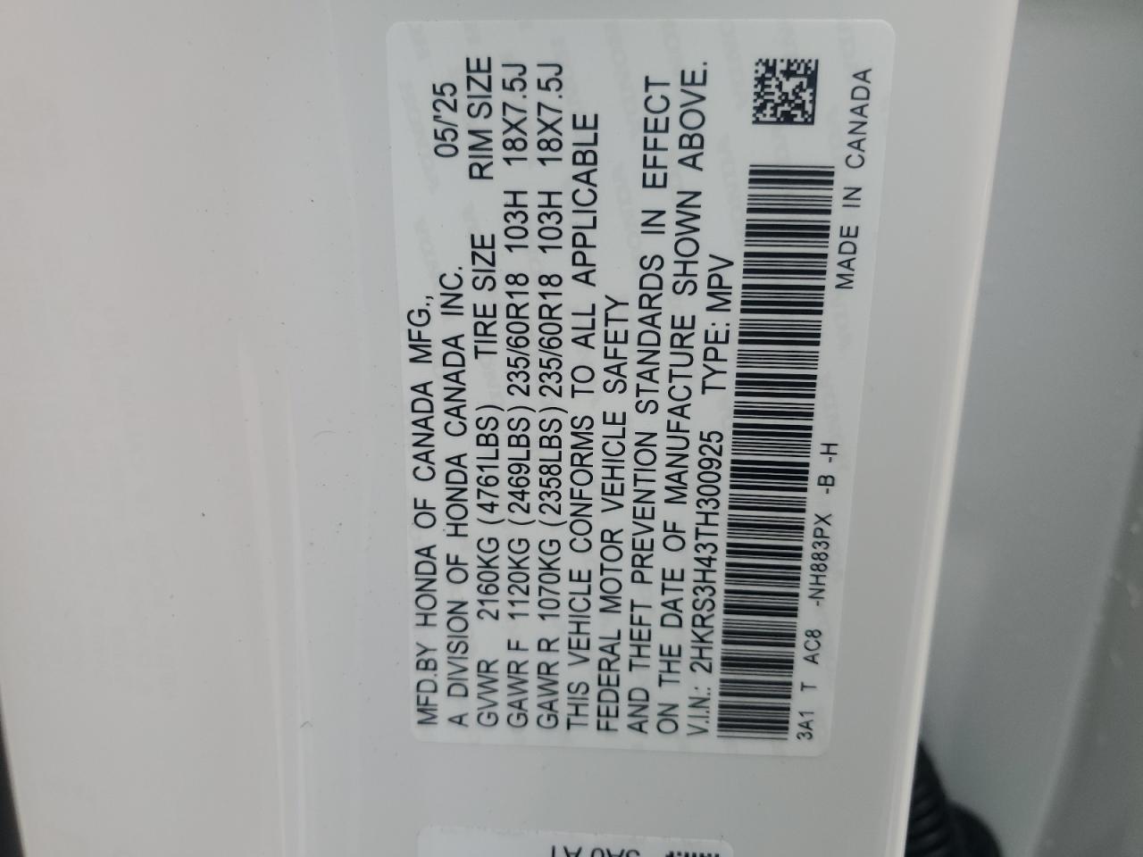 2026 Honda Cr-V Ex VIN: 2HKRS3H43TH300925 Lot: 86161515