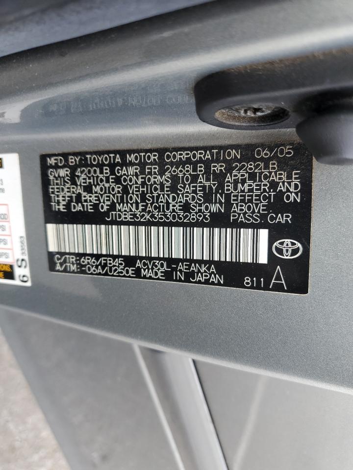 2005 Toyota Camry Le VIN: JTDBE32K353032893 Lot: 85536445