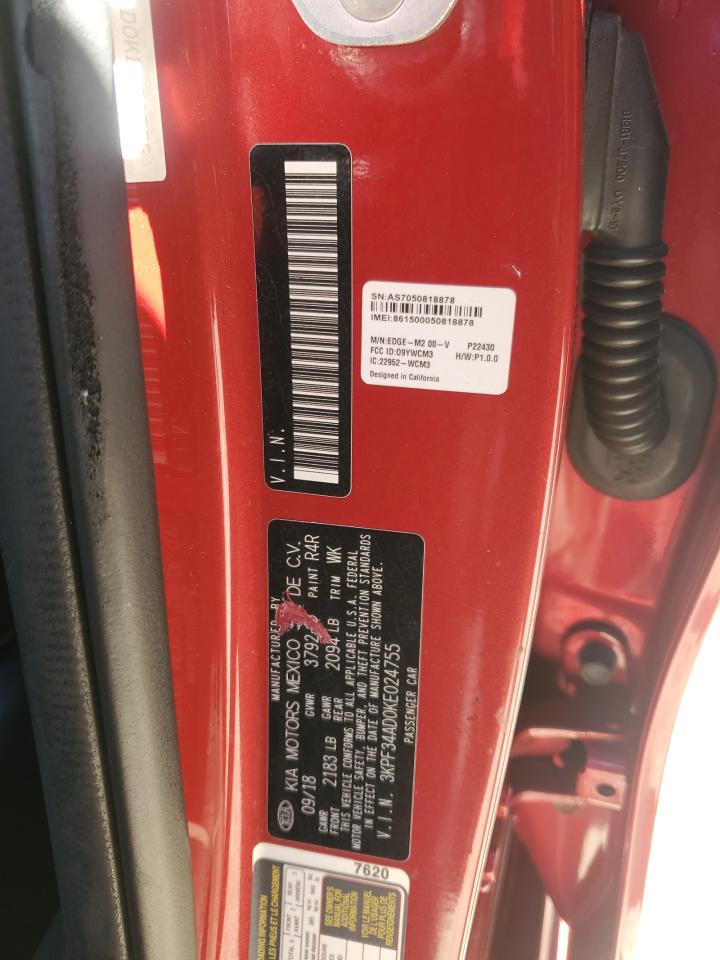 2019 Kia Forte Gt Line VIN: 3KPF34AD0KE024755 Lot: 86829505