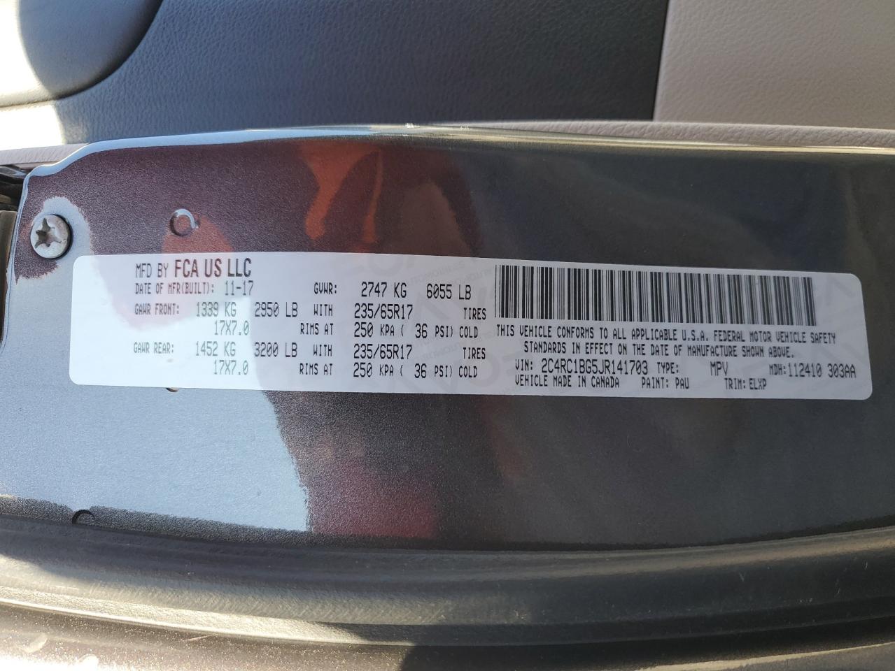 2018 Chrysler Pacifica Touring L VIN: 2C4RC1BG5JR141703 Lot: 85354215