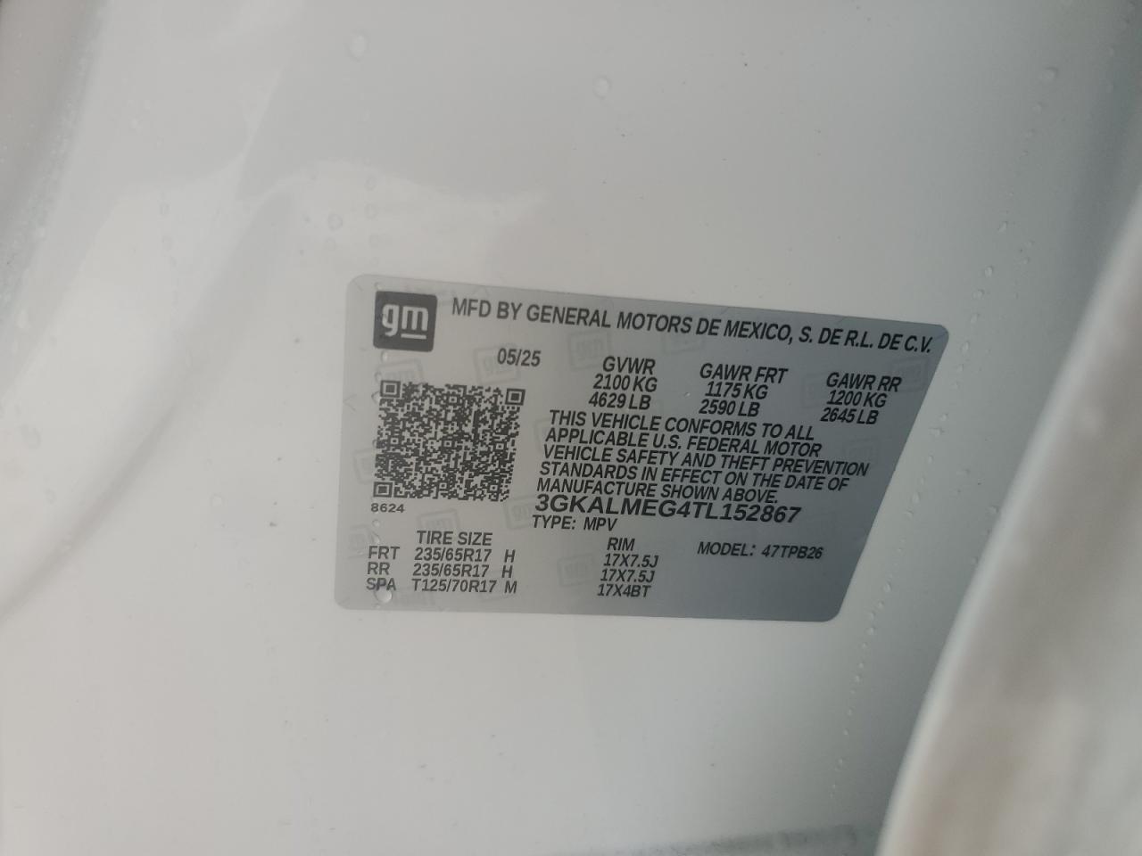 2026 GMC Terrain Elevation VIN: 3GKALMEG4TL152867 Lot: 85881535