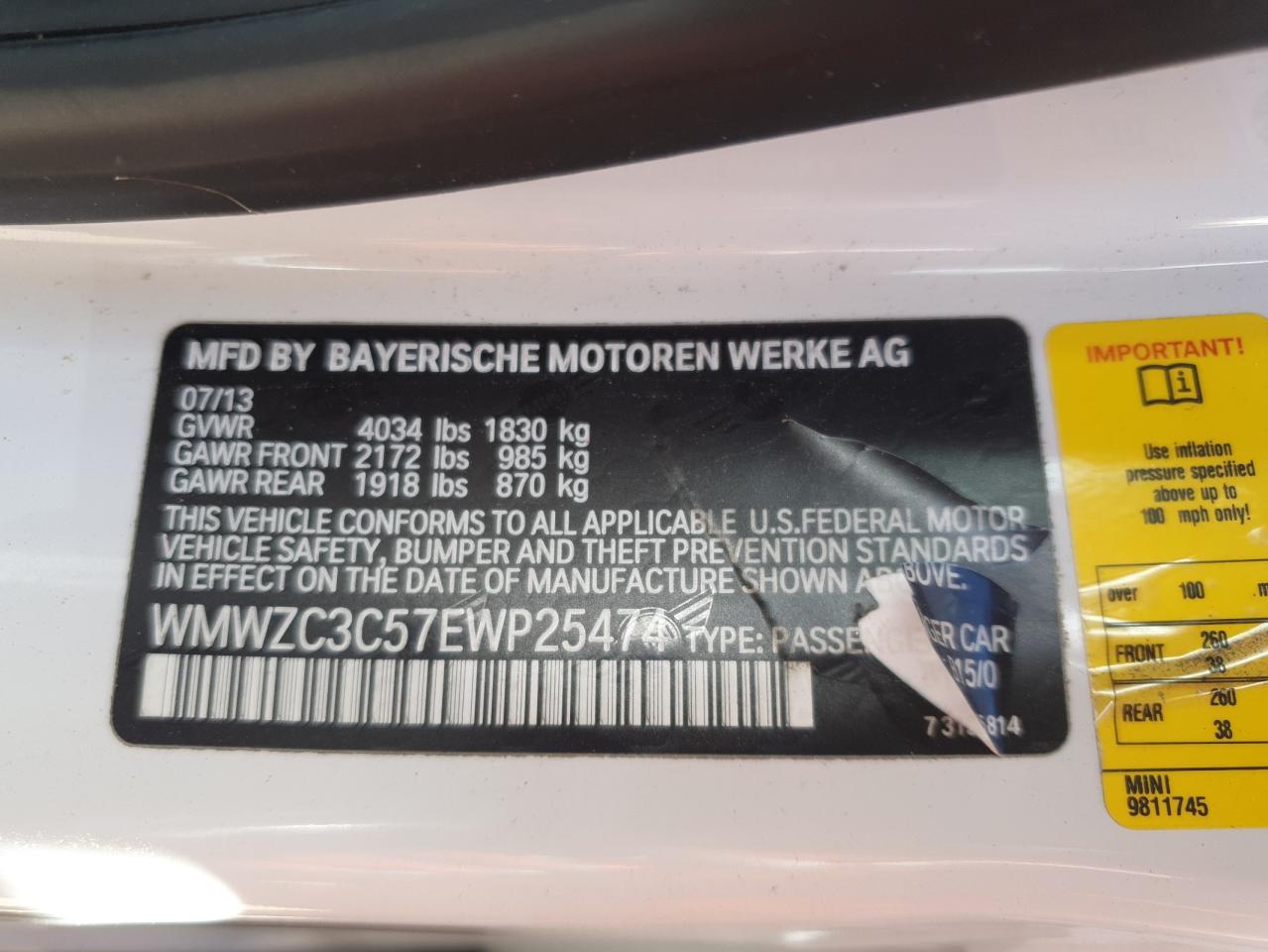 2014 Mini Cooper S Countryman VIN: WMWZC3C57EWP25474 Lot: 84978745