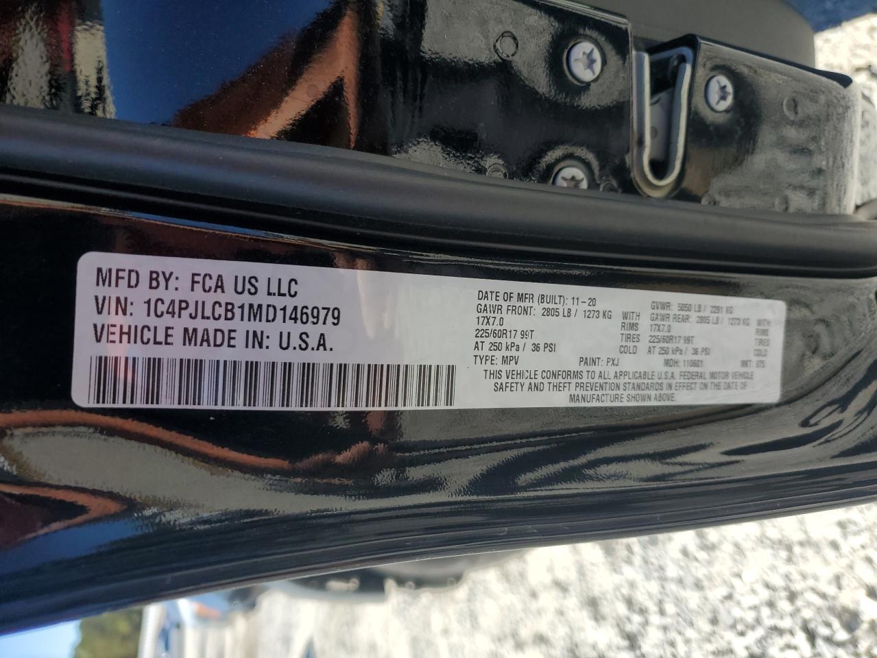 2021 Jeep Cherokee Latitude VIN: 1C4PJLCB1MD146979 Lot: 82680105