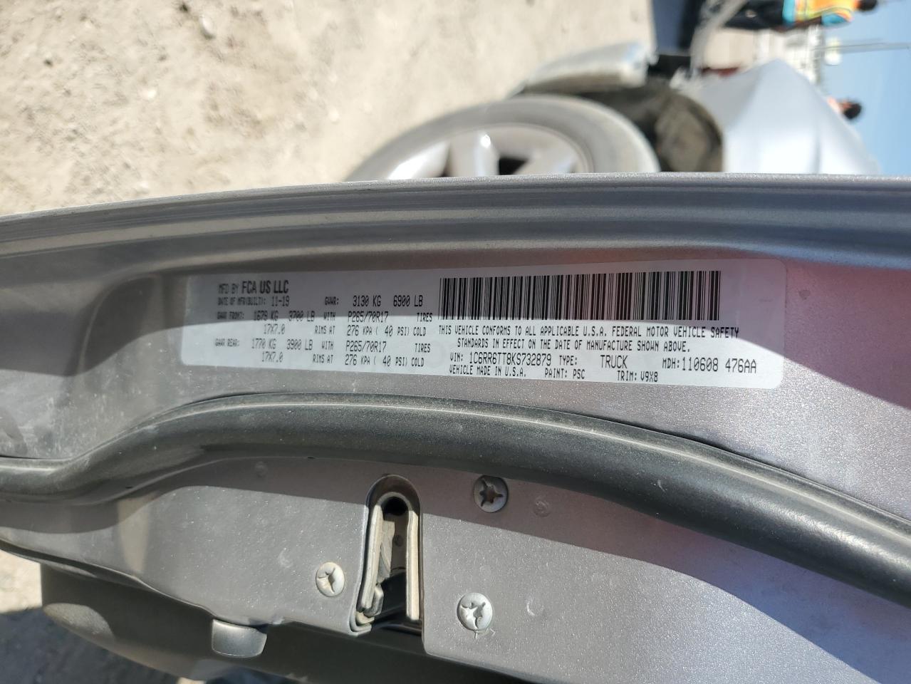 2019 Ram 1500 Classic Slt VIN: 1C6RR6TT8KS732879 Lot: 87095155