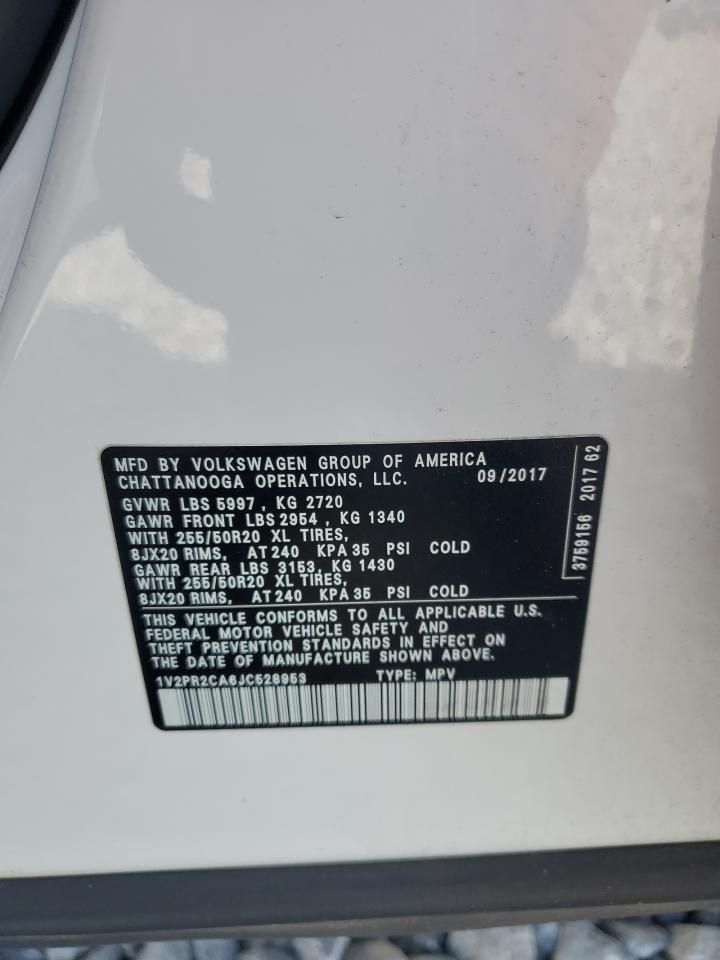 2018 Volkswagen Atlas Se VIN: 1V2PR2CA6JC528953 Lot: 86447495
