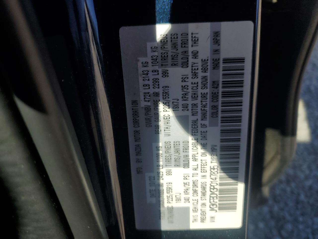 2023 Mazda Cx-5 Premium VIN: JM3KFBDM3P0147835 Lot: 82415625