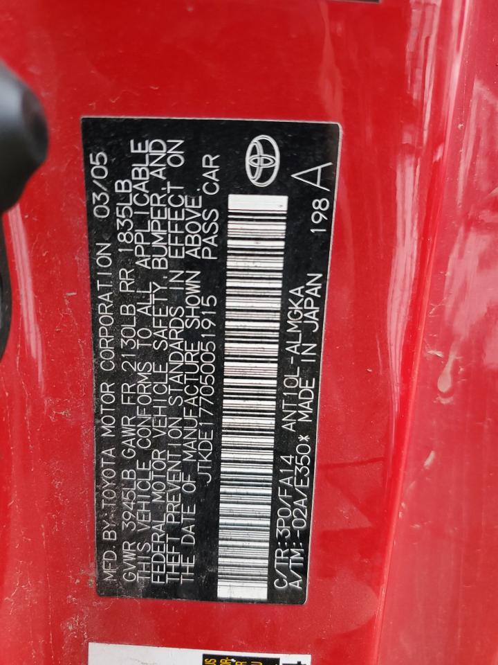 2005 Toyota Scion Tc VIN: JTKDE177050051915 Lot: 85191145