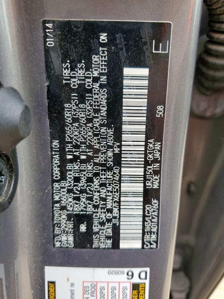 2014 Lexus Gx 460 VIN: JTJBM7FX6E5074640 Lot: 80674575