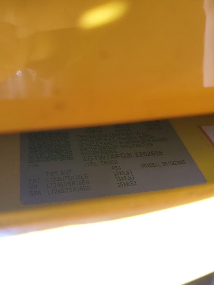 2020 GMC Savana G2500 VIN: 1GTW7AFG3L1252615 Lot: 87468225